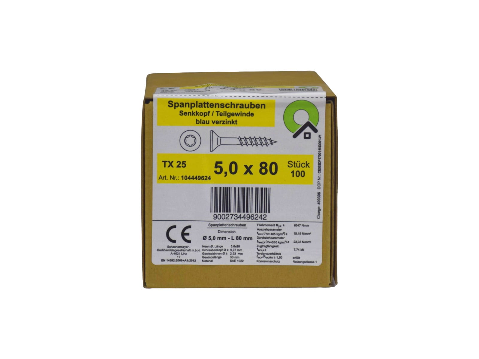 Spanplattenschrauben TORX, 5 X 80mm