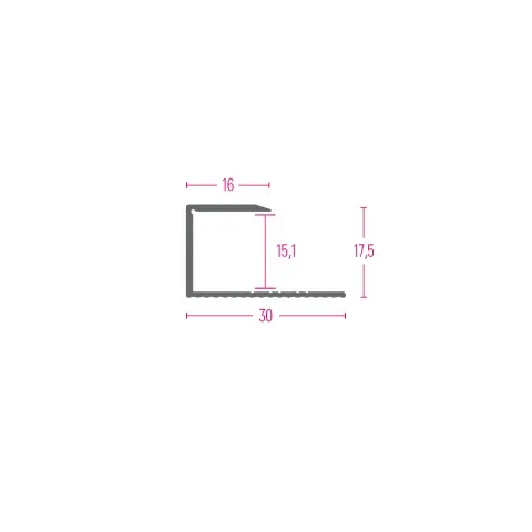 Abschlussprofil-Schiene, U-Schiene 15mm. sand