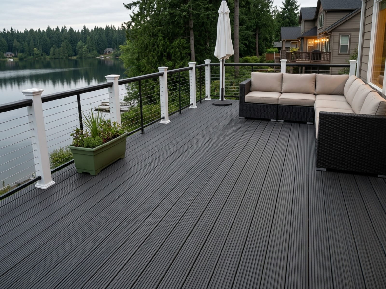 Terrassendiele WPC geriffelt, 20x140x4000mm, Anthrazit