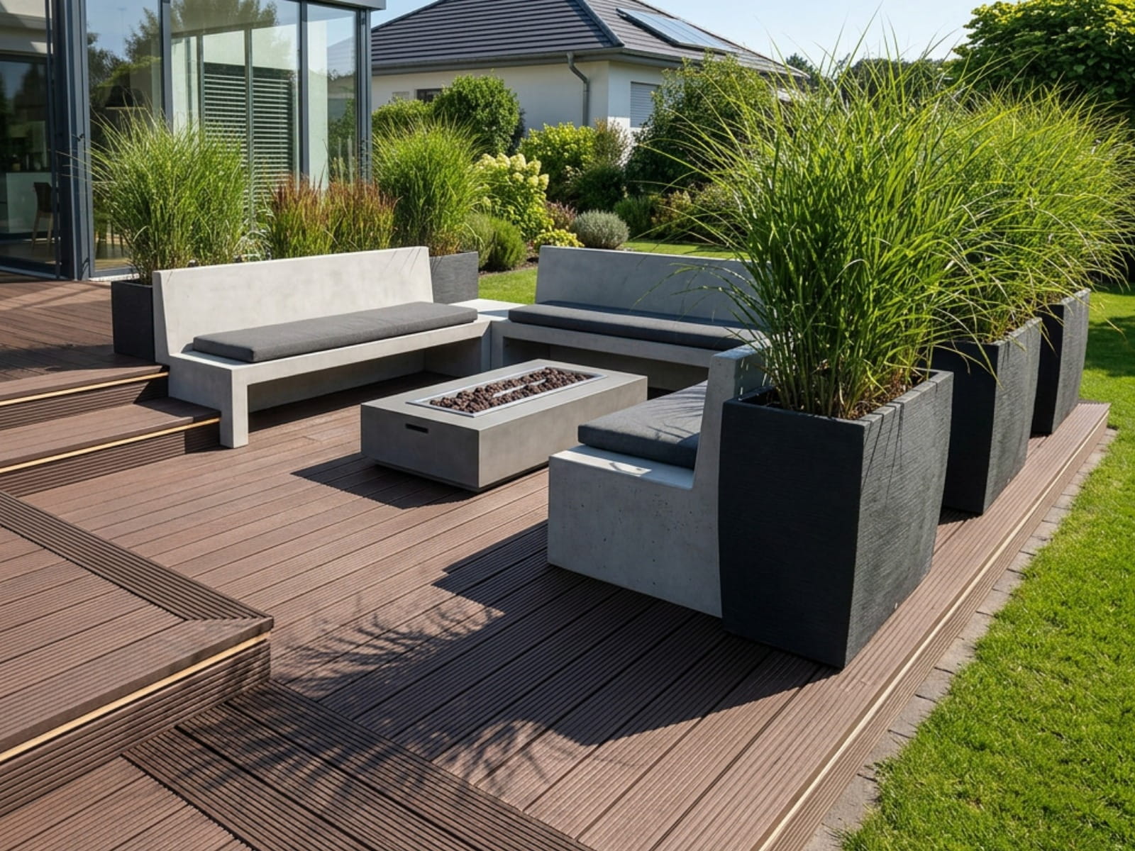 Terrassendiele WPC geriffelt, 20x140x5000mm, Mahagoni